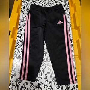 Adidas Kids Black and Pink Track Pants
